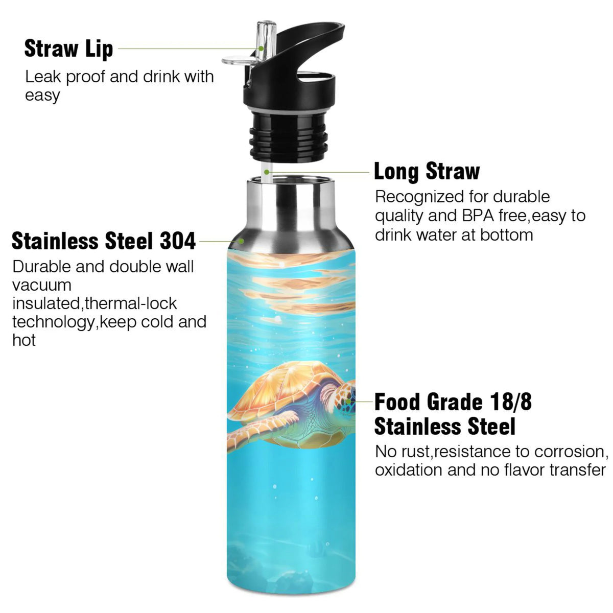 Insulated Stainless Steel Water Bottle with Straw Lid, 20 oz X329379