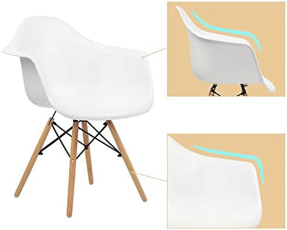 White Set of 4 Plastic Dining Chairs with Wood Legs T6643