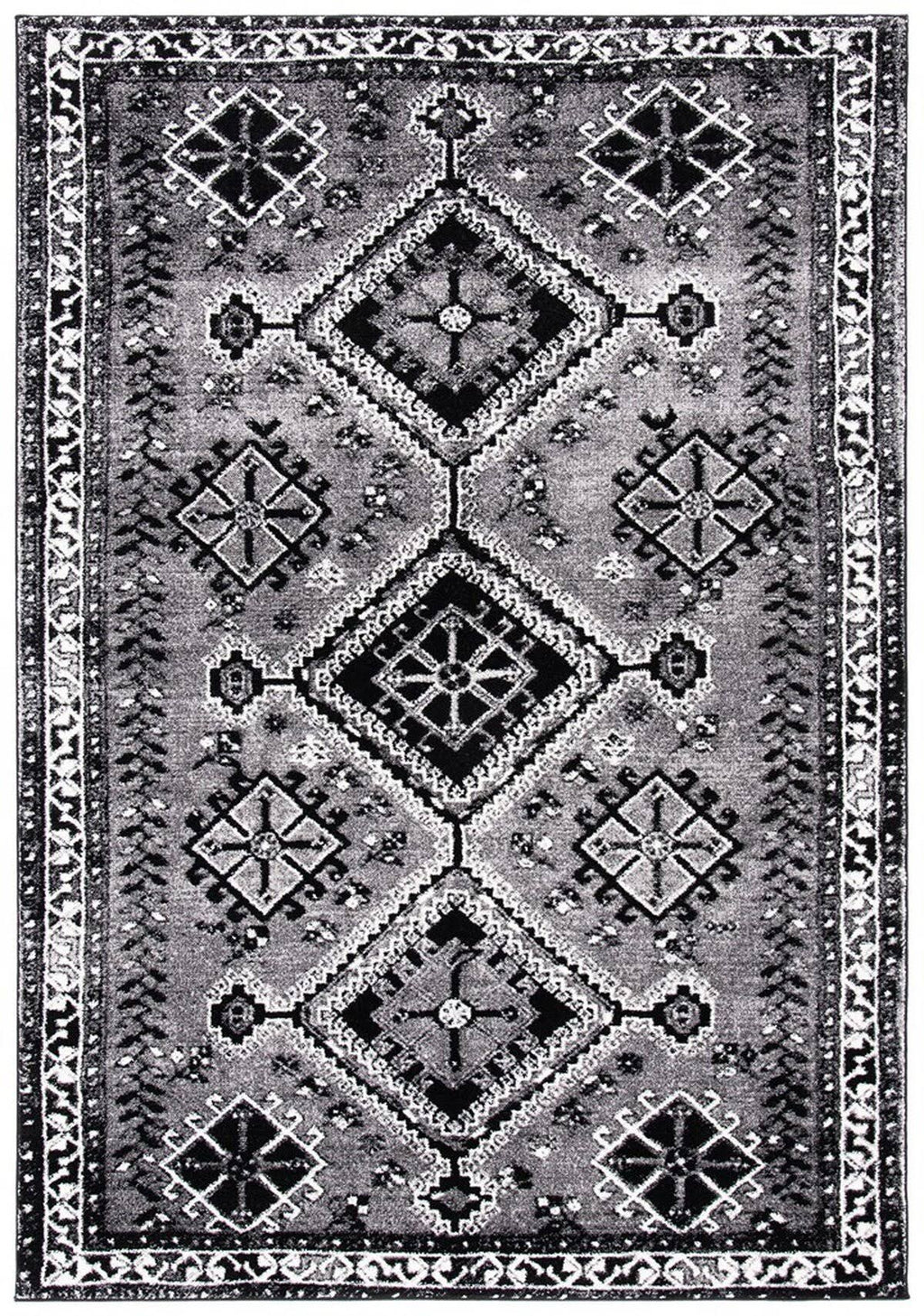 Grey / Black Vintage Rug P5558