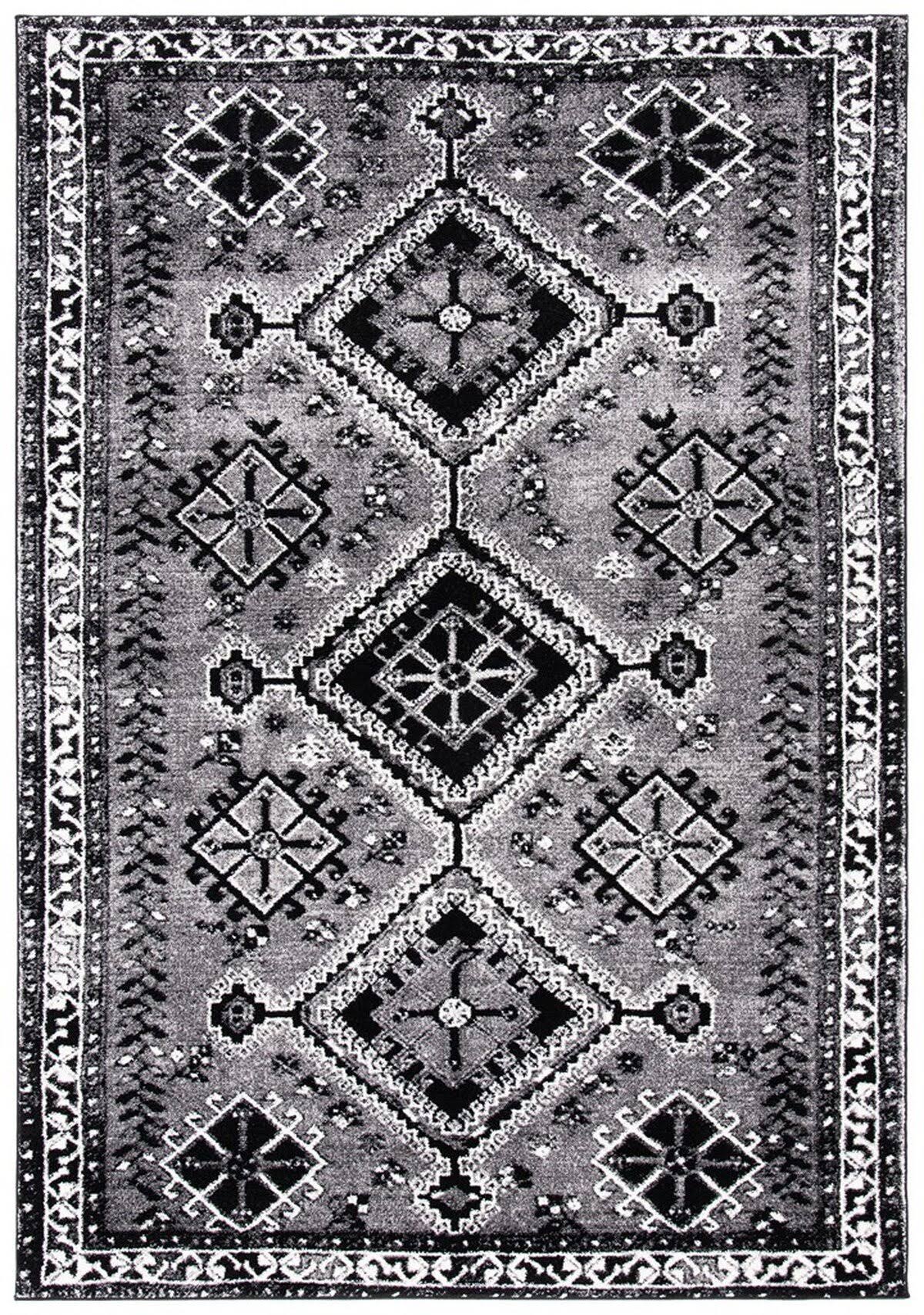 Grey / Black Vintage Rug P5558