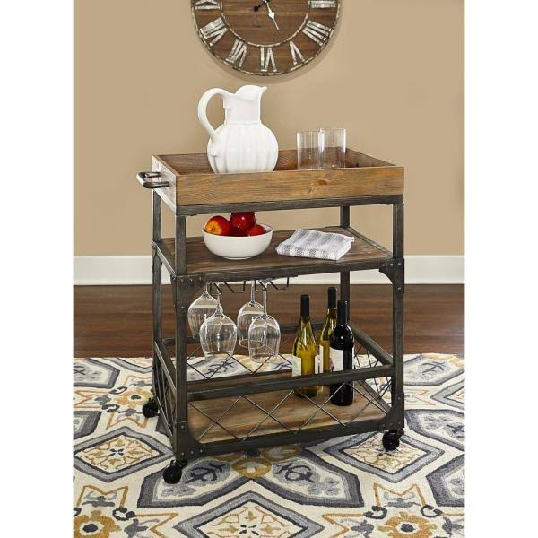 Brown Rustic Rectangle Bar Cart U1187