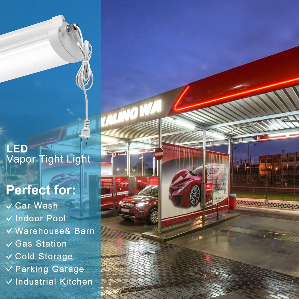 8ft Flush Mount 100w 3CCT Selectable LED Vapor Shop Ceiling Light with 5ft Plug and Play (4 Pack) M61264