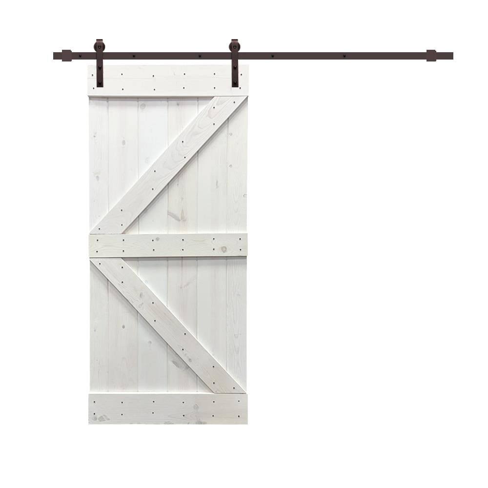 Light Cream Stained Pine Wood Interior Sliding Barn Door with Hardware Kit Z784322