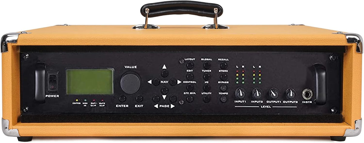 Vintage 2U Amp Rack Case with Rubber Feet, Dust Cover, Kickstand, Orange U5709