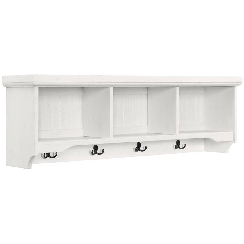 Distressed White Storage Shelf W6171