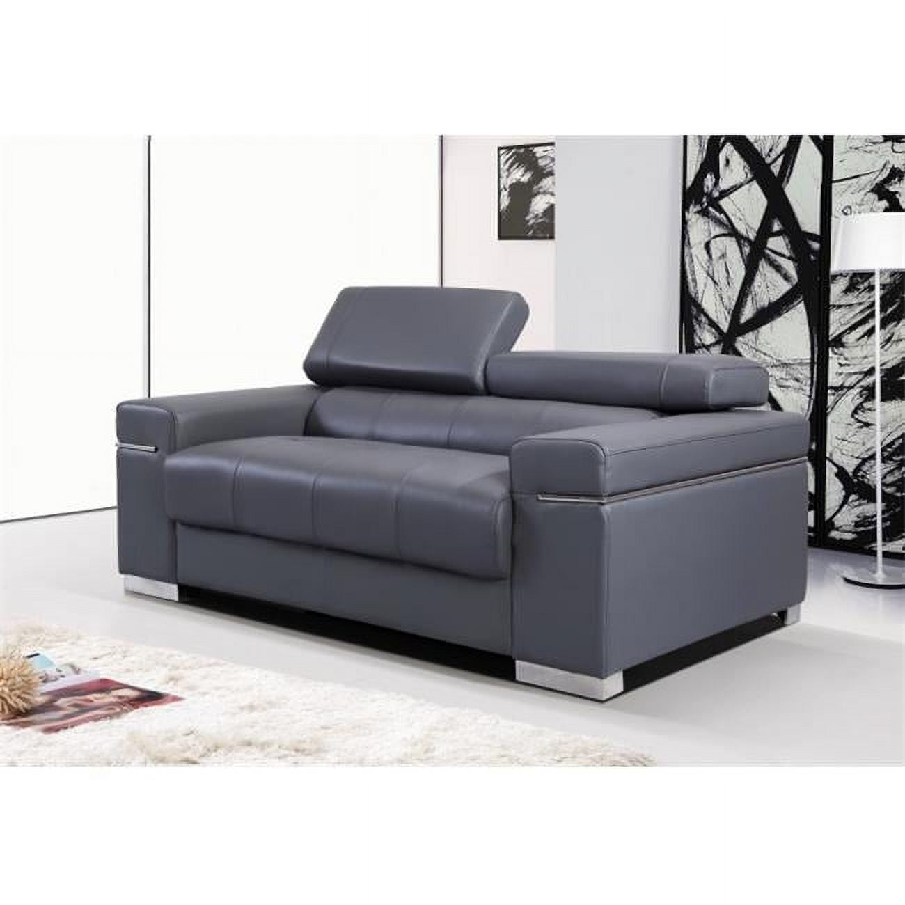 Grey Leather Loveseat F45874