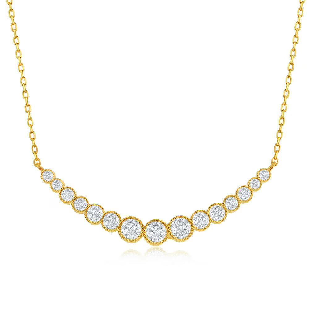 Gold Plated Sterling Silver CZ Bar Necklace J953379