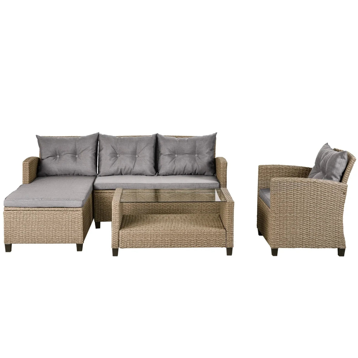 Beige Rattan 4 Piece Outdoor Sofa Conversation Set F5532