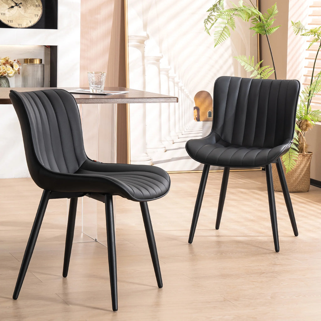 Black PU Faux Leather Upholstered Dining Chair 1 PCS U340600