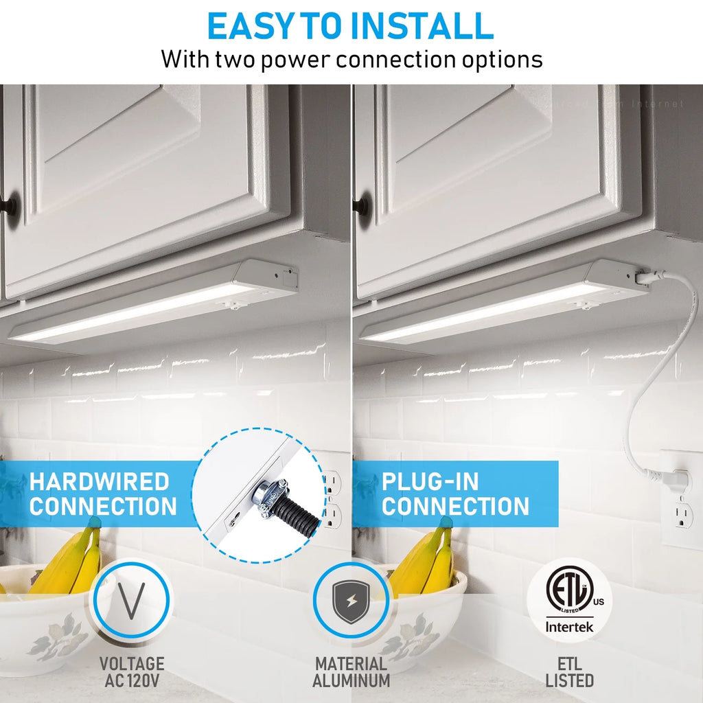 22 Inch 14W 960LM LED Under Cabinet Light, 3000K/4000K/5000K, White Aluminum Housing T793