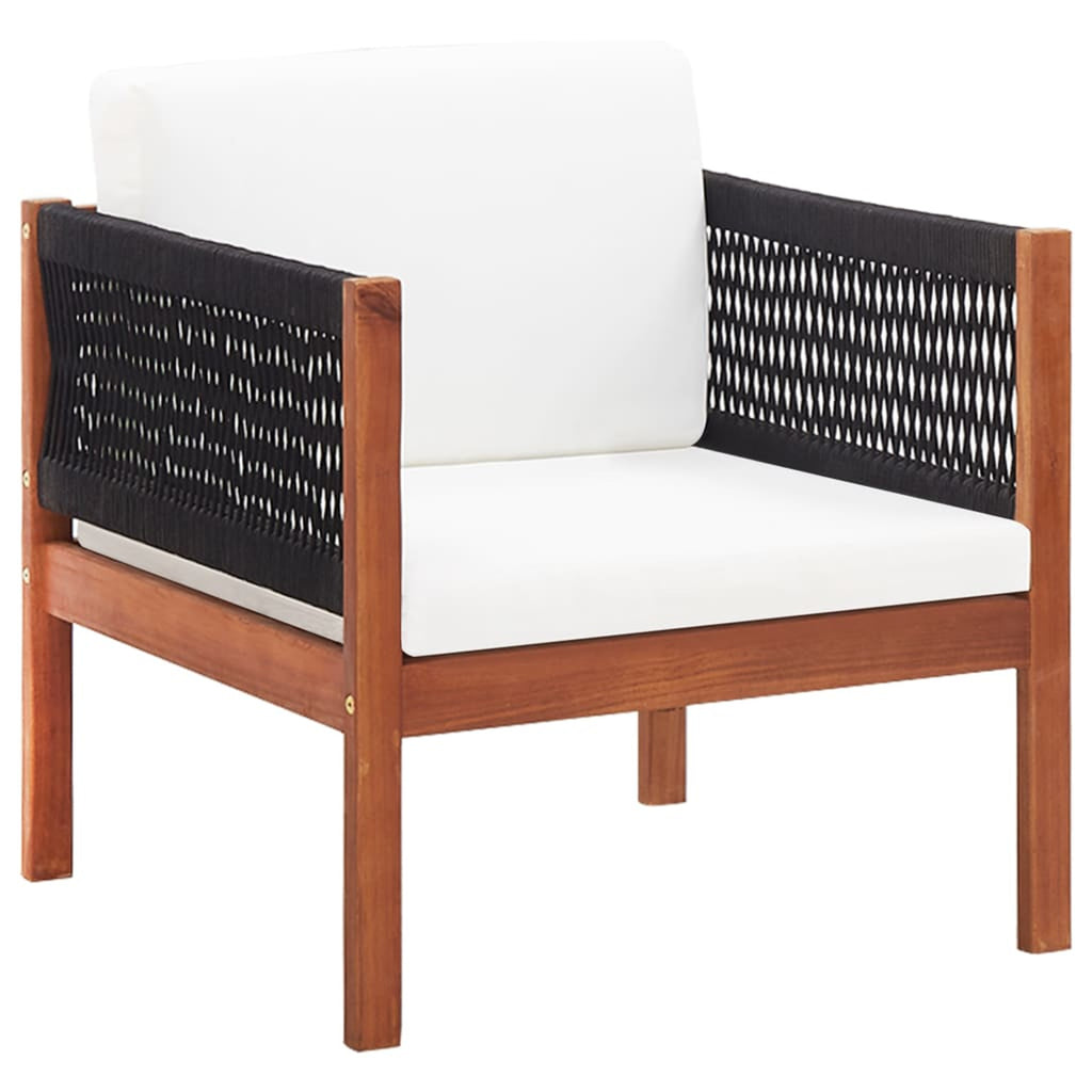 Set of 4 Cream White Cushioned Acacia Wood Outdoor Furniture Set X429250