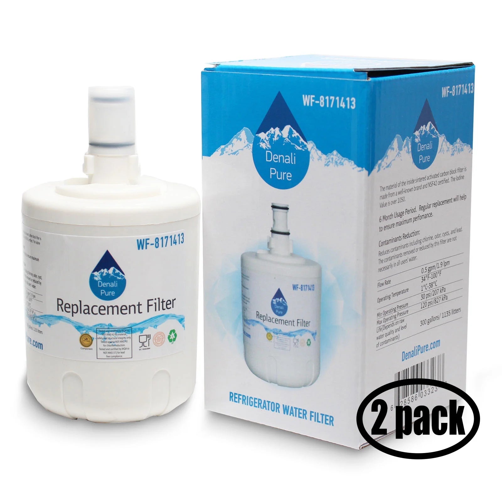 2-Pack Replacement Refrigerator Water Filter Cartridge K632