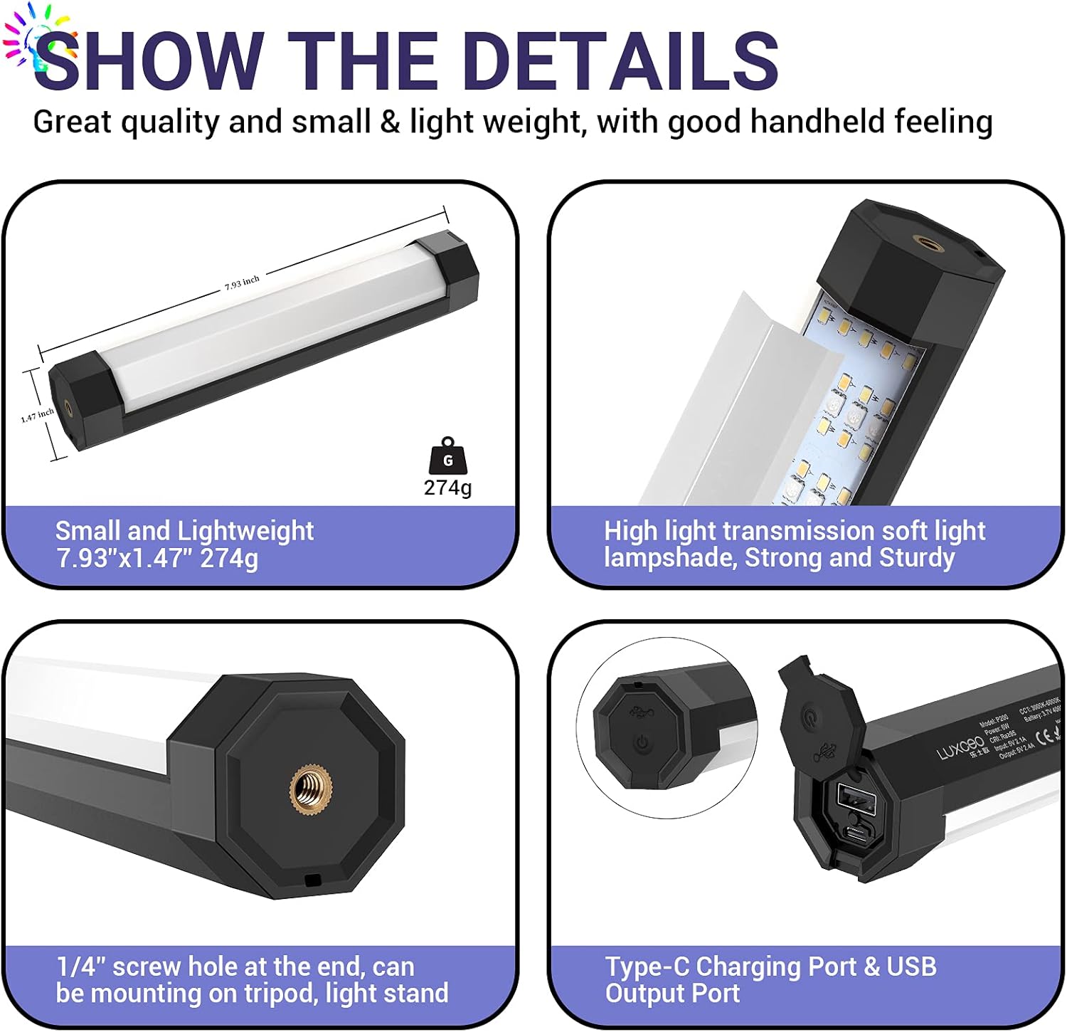 RGB LED Video Light Wand, IP67 Waterproof, Pack of 2 N62300