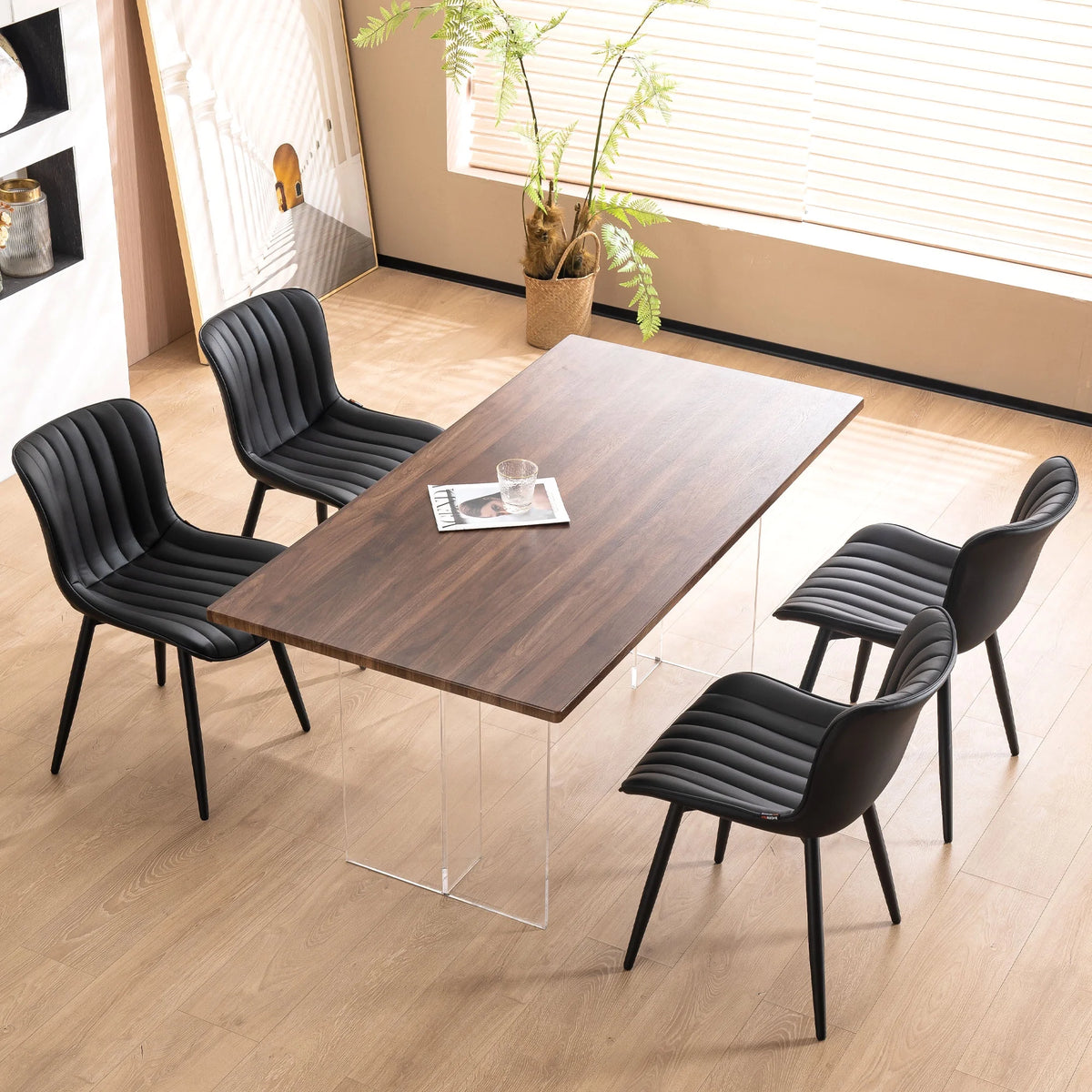Black PU Faux Leather Upholstered Dining Chair 1 PCS U340600