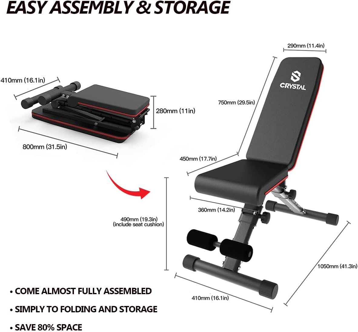 Adjustable Weight Bench, 882LBS Capacity, Incline Decline Bench P46738