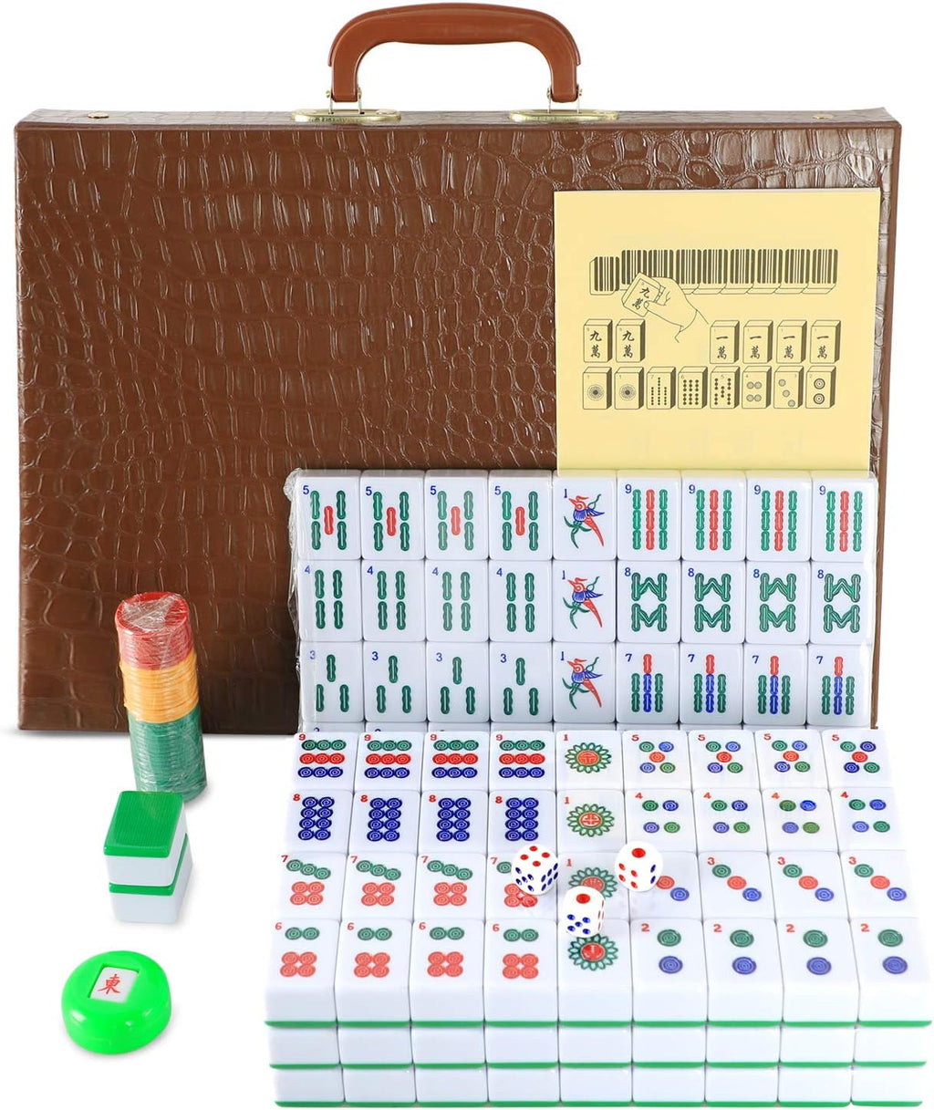 Chinese Mahjong Game Set with Carrying Travel Case V984