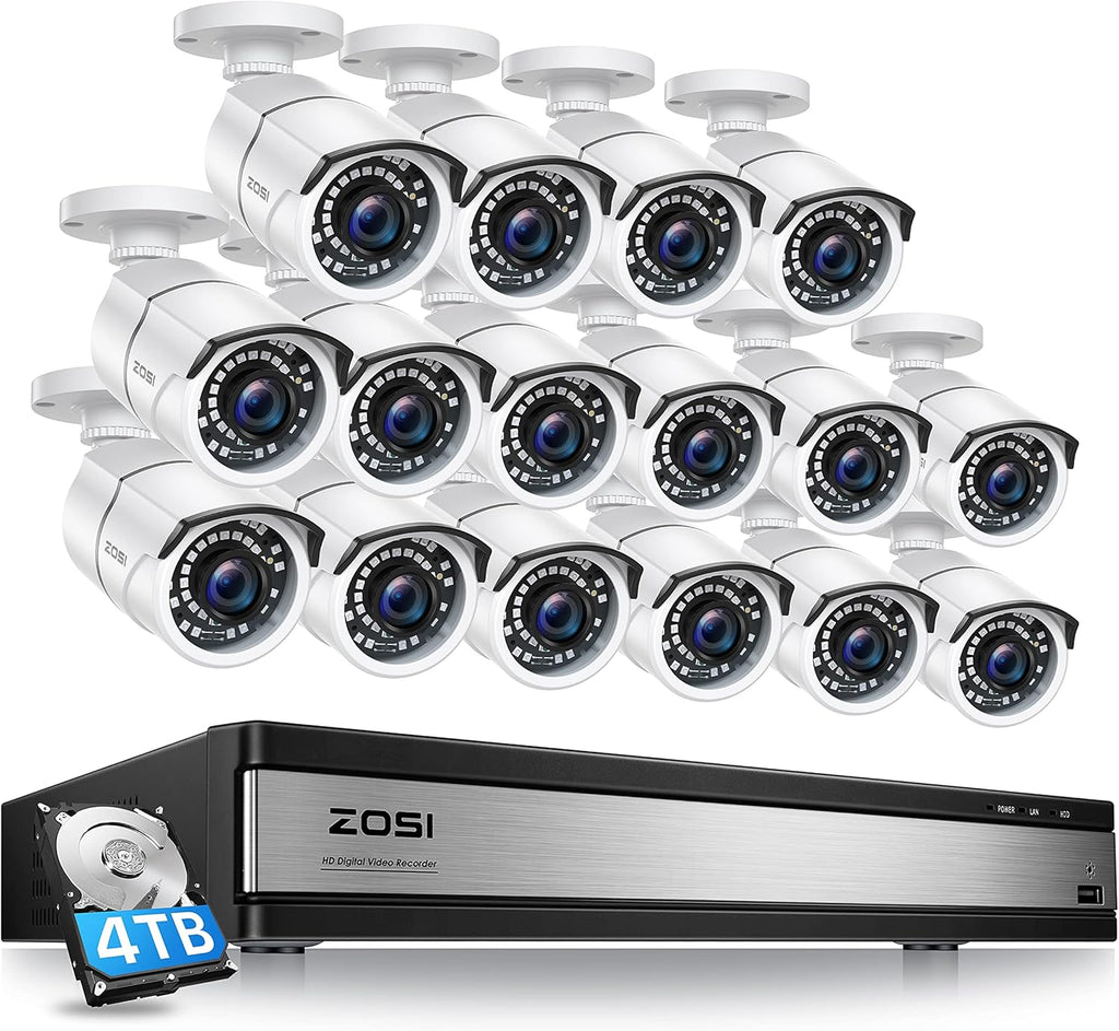 16 Channel 4in1 DVR Security Camera System with 4TB Hard Drive and 12 x 1080p CCTV Bullet Camera N3438