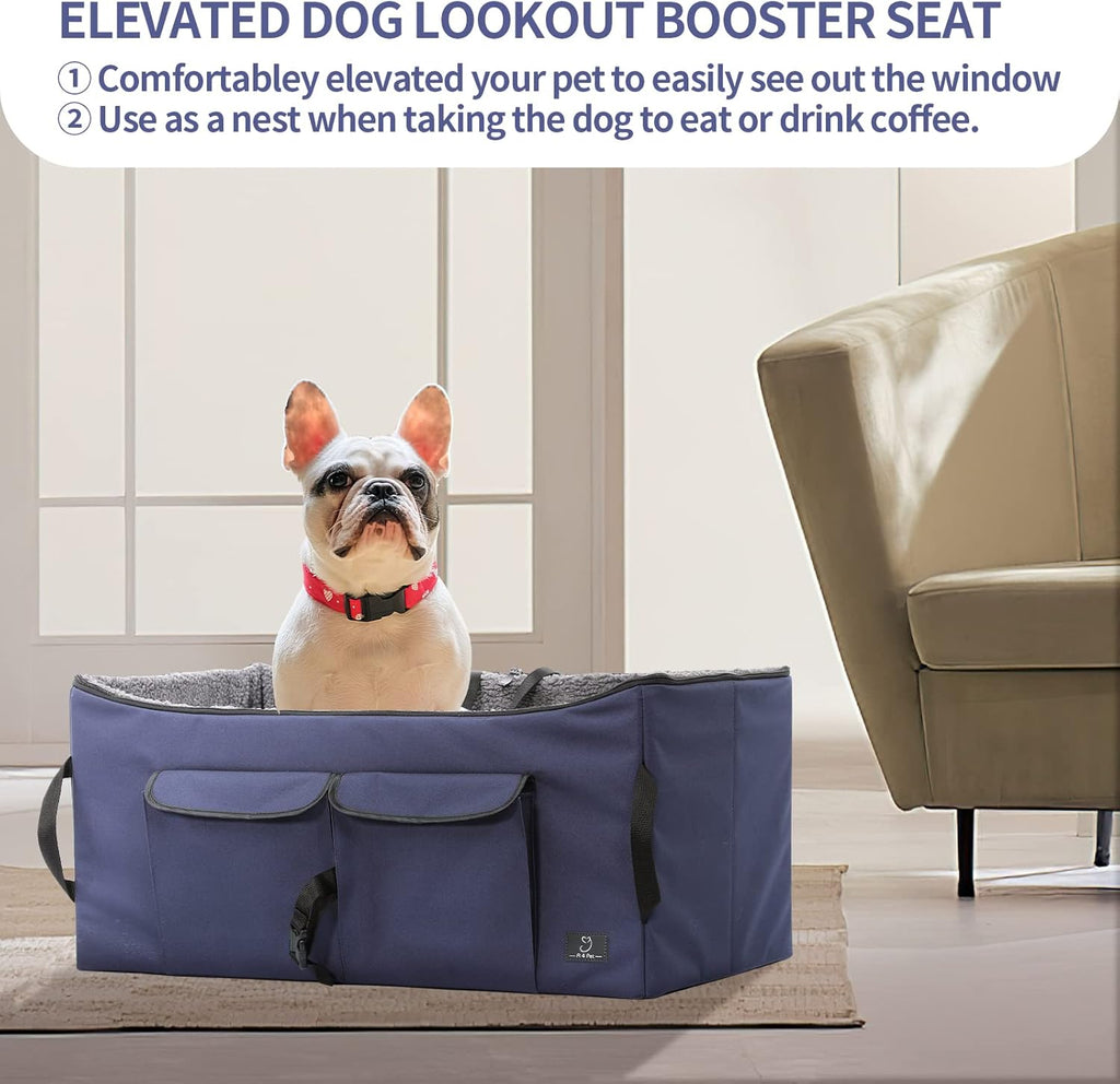 Deep Blue Pet Car Booster Seat with 2 Safety Leashes A3037