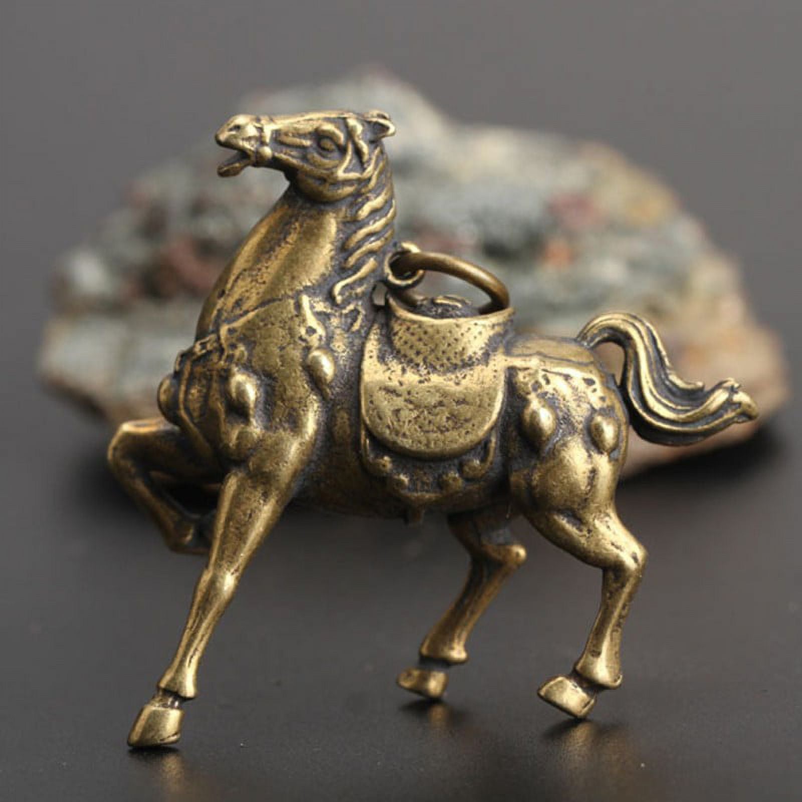 Copper Race Horse Miniature Figurines Ornament Decorations E406
