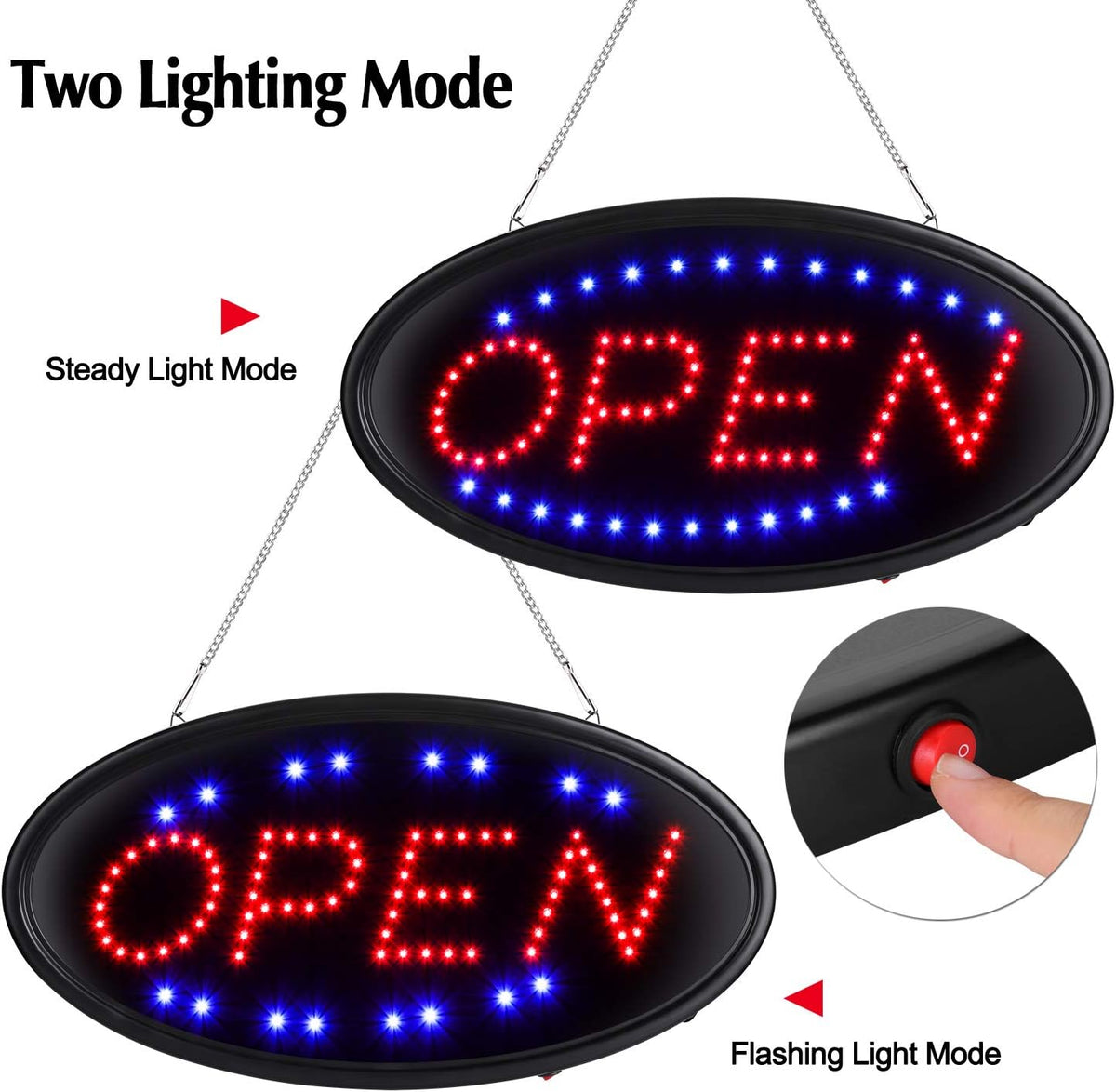 LED Open Sign with Remote, 19x10inches Ultra Bright Electric Light Up Sign T60914