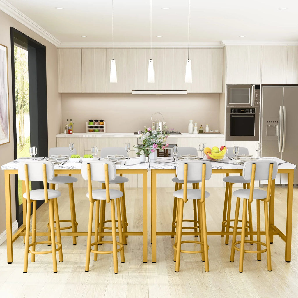 Faux Marble Counter Height Dining Table Set with 4 PU Upholstered Stools J8575