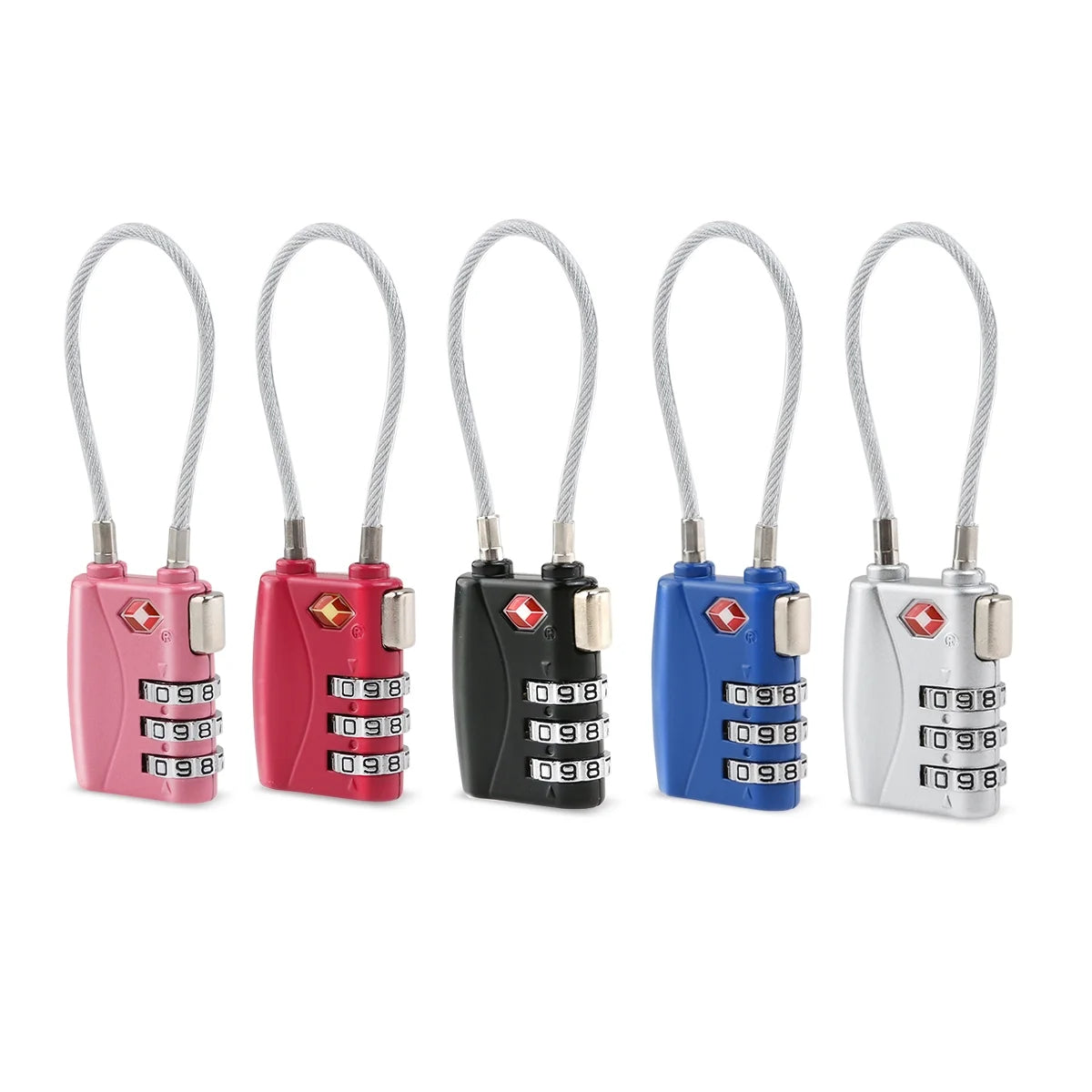 4pcs TSA Approved Cable Luggage Lock Padlock (Black) Y650420