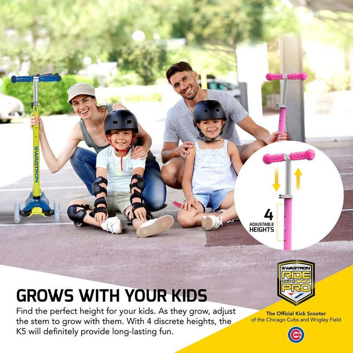 3-Wheel Kids Scooter with Light-Up Wheels Height-Adjustable J96729