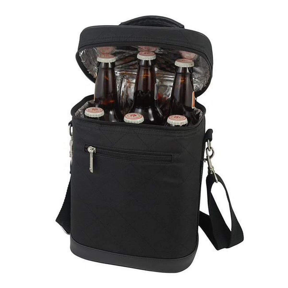 Beer Bag-Insulated 6 Bottle Beverage Tote, Black T3280