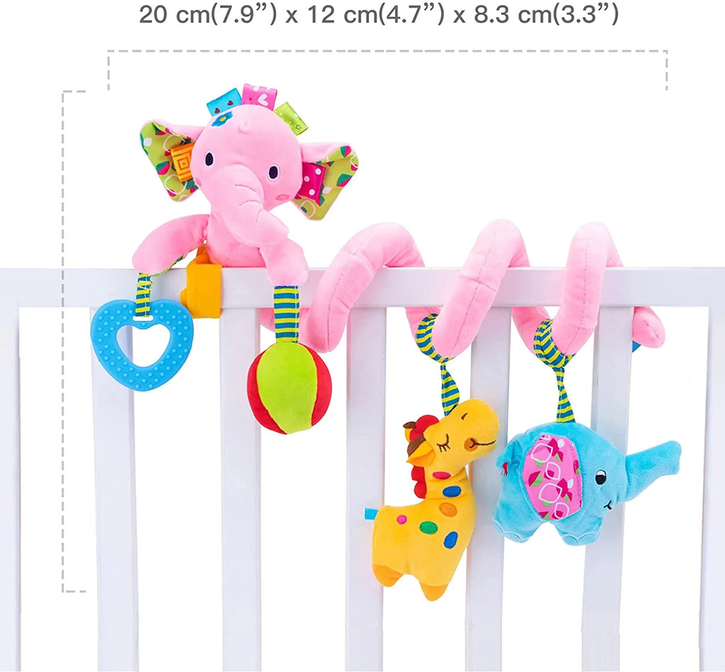 Pink Elephant Hanging Plush Rattles Crib Toy C2910