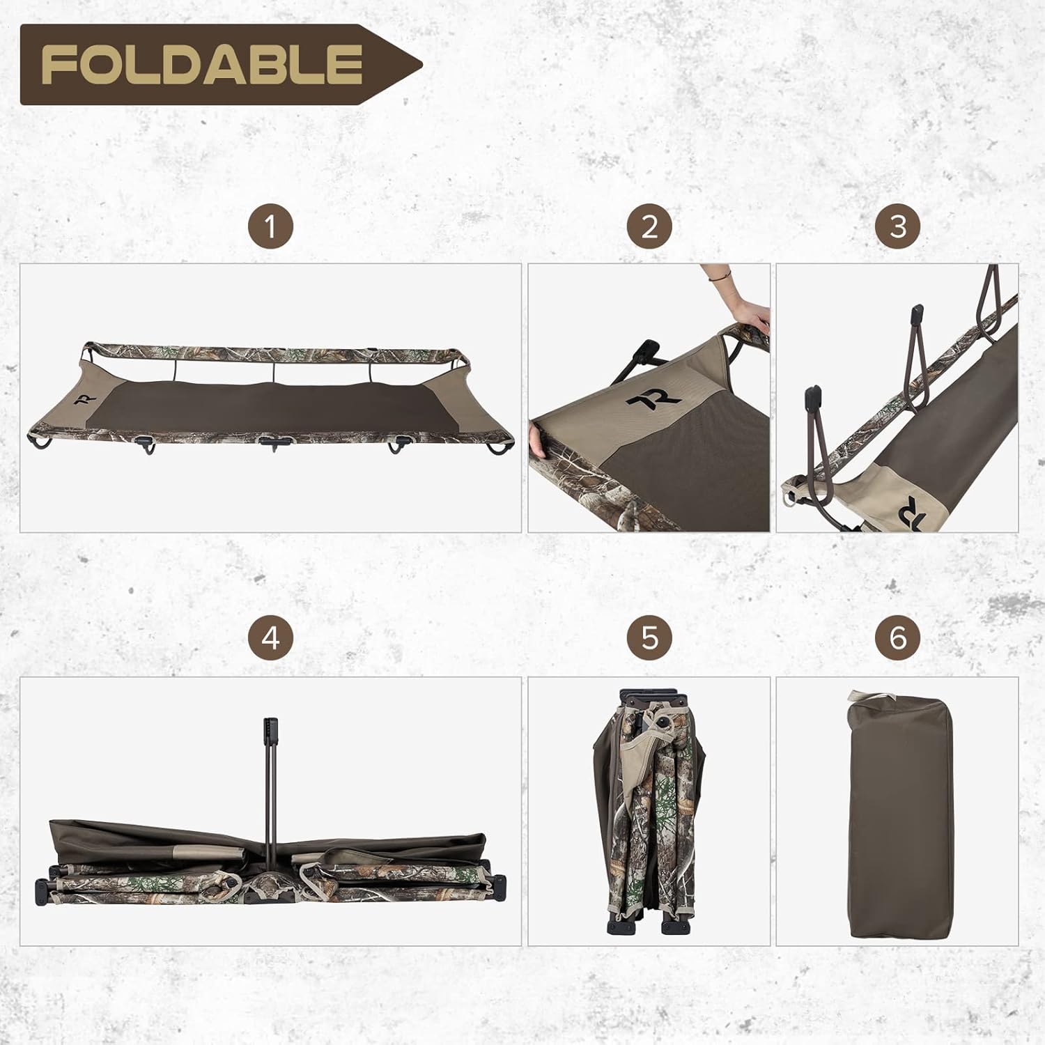 Camo Foldable Camping Cot with Carry Bag W965008