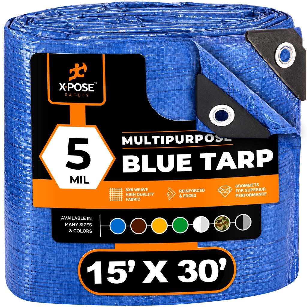 Blue Poly Tarp 15' x 30' Waterproof Polyethylene N6863