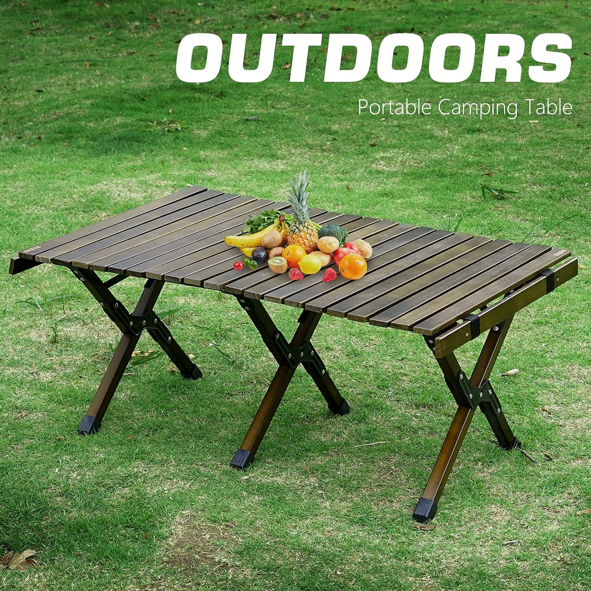 Portable Folding Wooden Camping Table with Carry Bag F75728