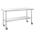 Stainless Steel Table 24 x 72 Inches with Caster Wheels and Undershelf Q5762