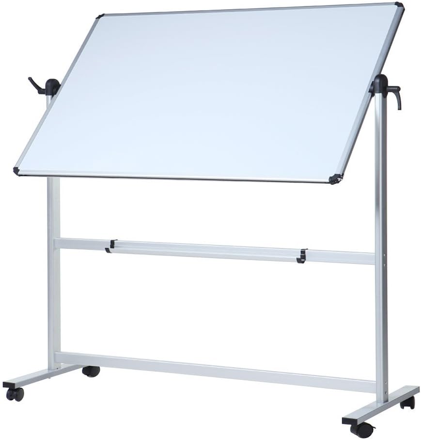 Double-sided Magnetic Mobile Whiteboard, 48 x 24 Inches, Aluminium Frame and Stand C4645