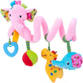 Pink Elephant Hanging Plush Rattles Crib Toy C2910