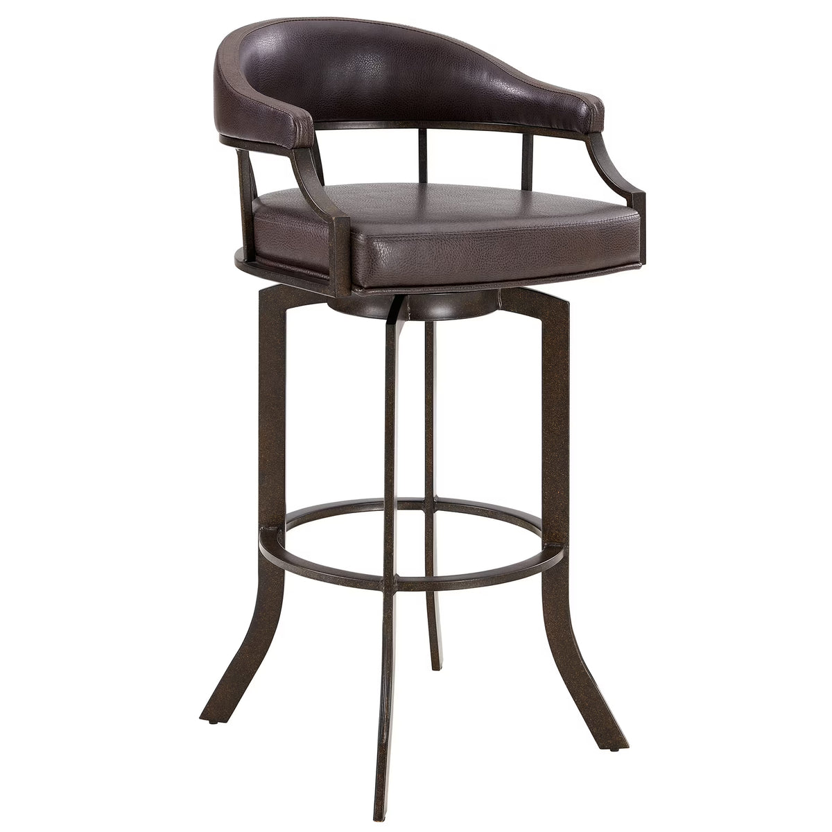 Brown Faux Leather Swivel Counter Stool Q422