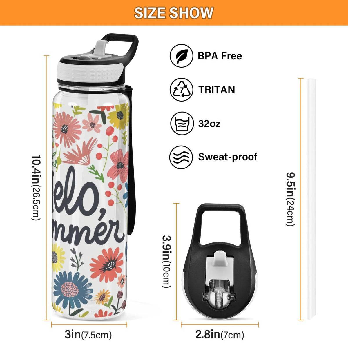 32oz Leakproof Tritan Sports Water Bottle with Straw L7039