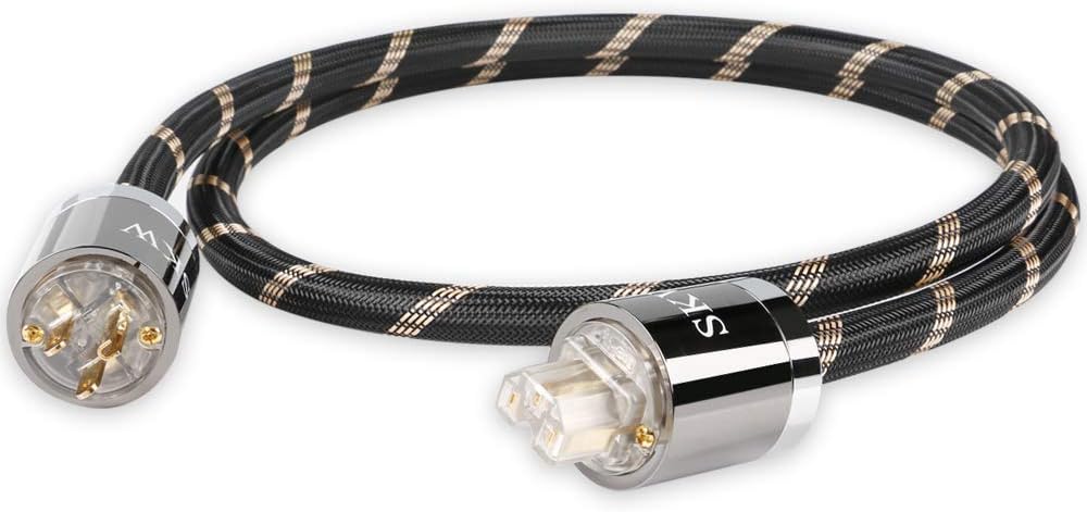 Upgrade Audiophile OCC Power Cord, Male to Female Power Cable, US Plug, Black, 6.5ft/2M K924120