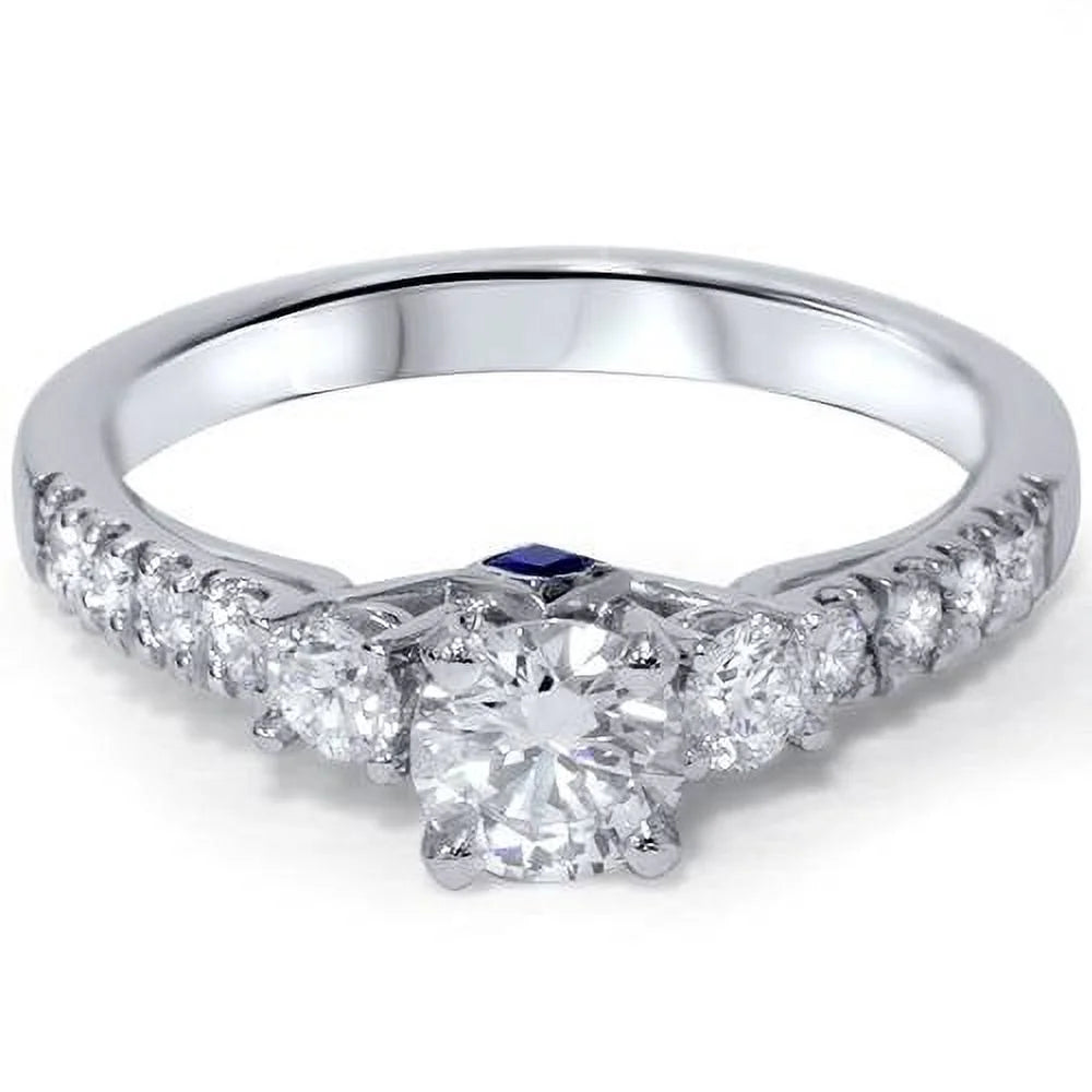 1ct Diamond & Blue Sapphire Engagement Ring 950 Platinum B270