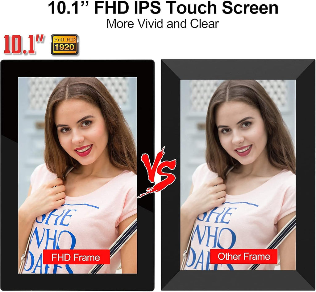 Smart Digital Photo Frame WiFi 10.1 Inch FHD IPS Touch Screen 16GB Storage W9849