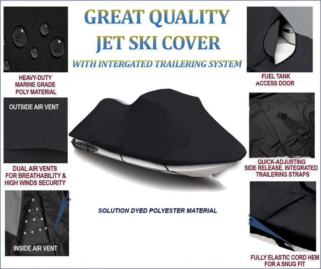 Black 600 Denier Jet Ski PWC Cover 2 Seater T37476
