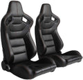 Pair of PVC Leather Racing Bucket Seats with Dual Sliders R7675