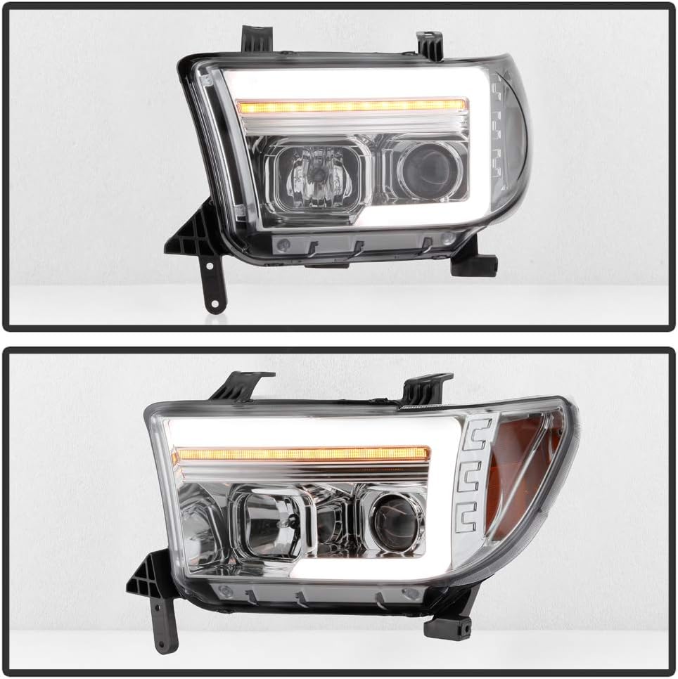 Chrome LED Tube Projector Headlights Pair X2194
