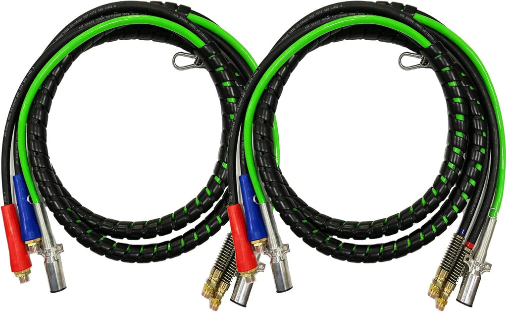 15Ft 3 in 1 ABS & Air Power Line Hose Wrap 7 Way Electrical Cable Assembly with Handle Grip T8729