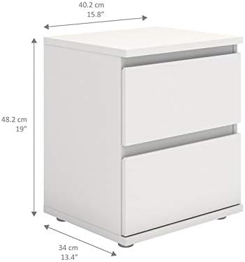 White 2 Drawer Nightstand B5433