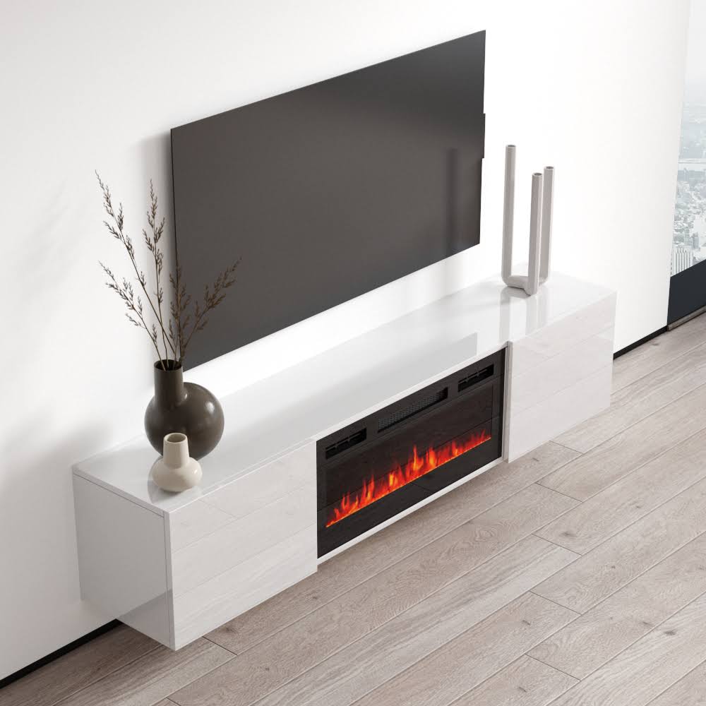 White Wall Mounted Electric Fireplace TV Stand H747459