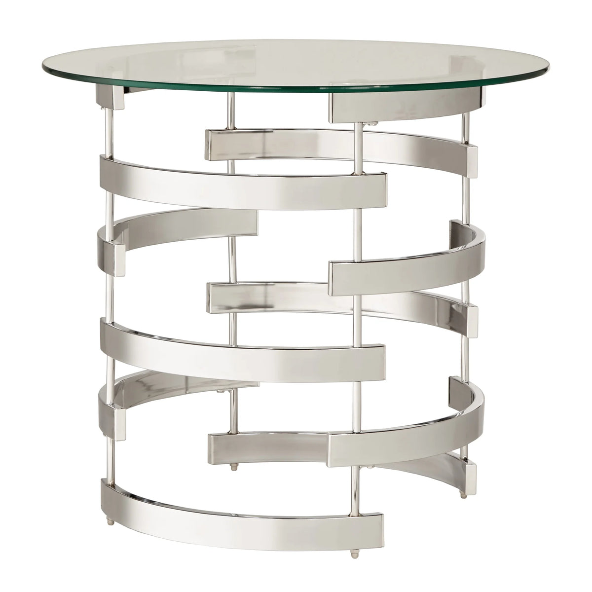 Chrome Glass and Metal Round End Table H911127