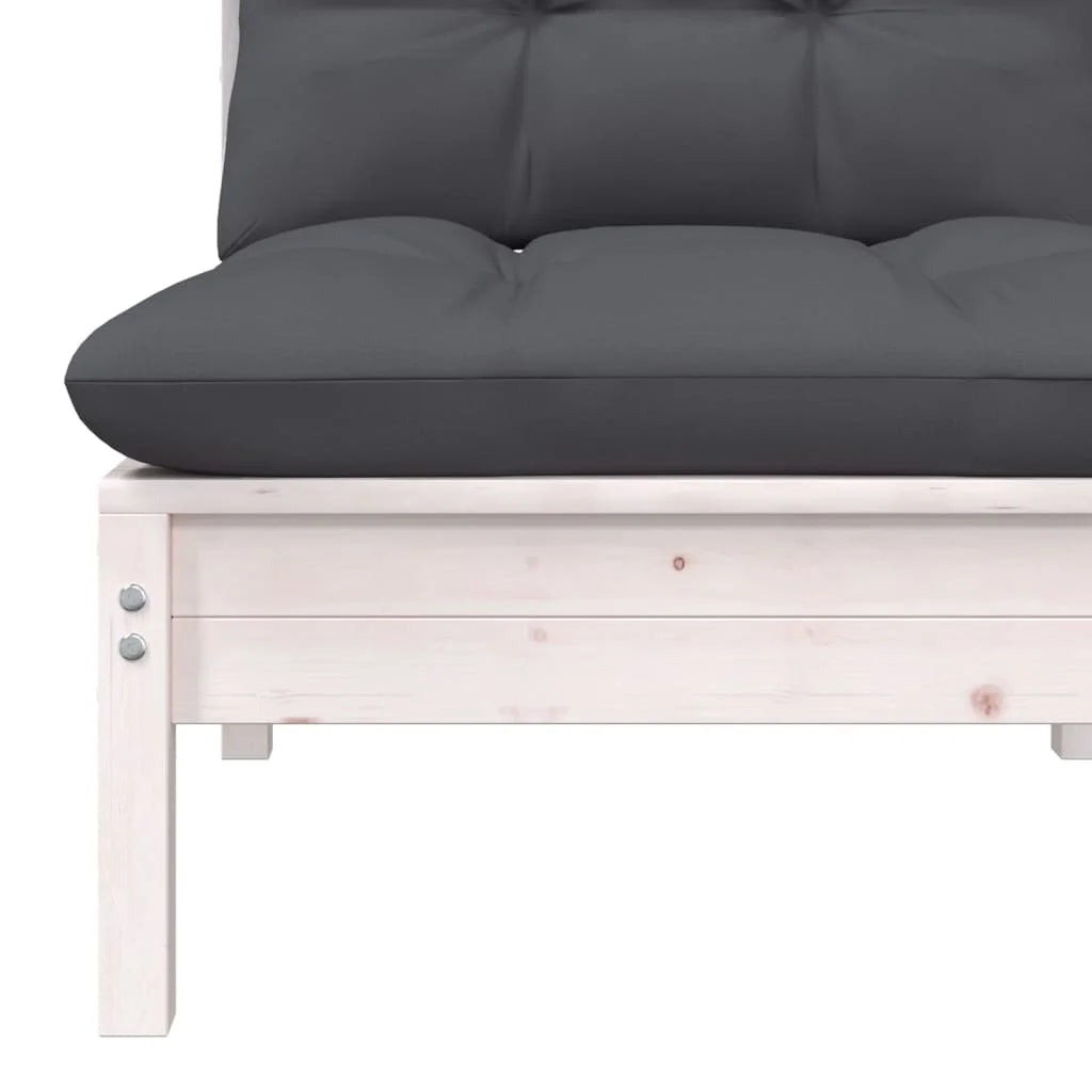White Solid Pinewood Patio Sofa with Cushions K636