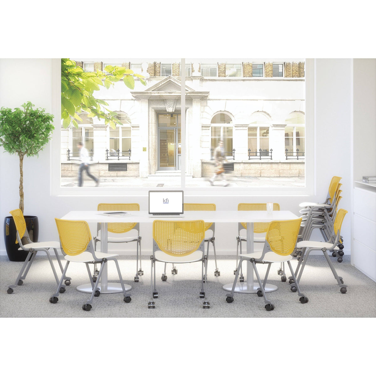Burgundy Poly Stack Chair with Casters F201