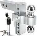 Adjustable Trailer Hitch Ball Mount, 2.5-Inch Receiver, 6-Inch Drop, Forged Aluminum Shank, 2-Inch and 2-5/16-Inch Combo Stainless Steel Tow Balls with Double Pin Key Locks N870